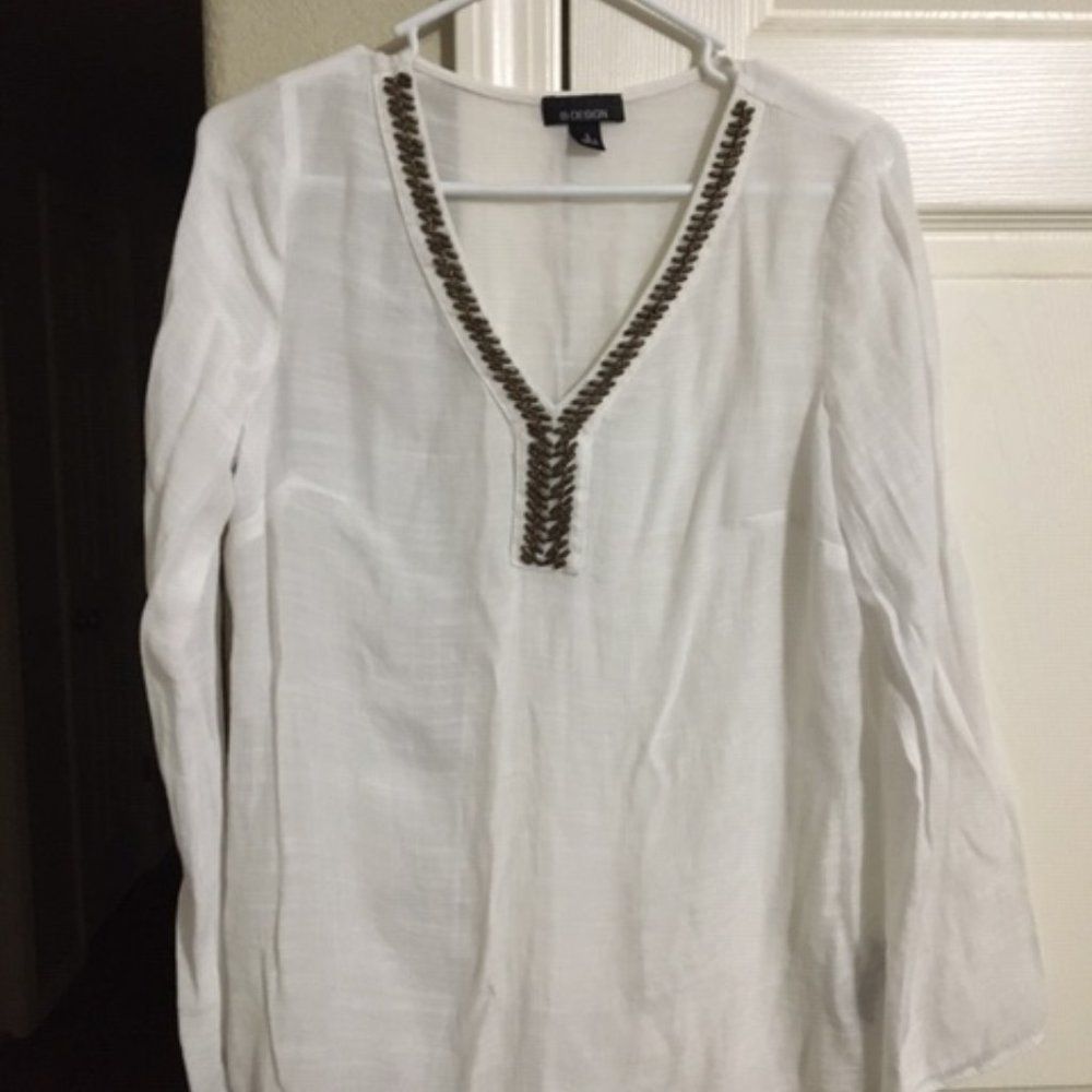 Women's B-Design Blouse Long Sleeve Size Small White